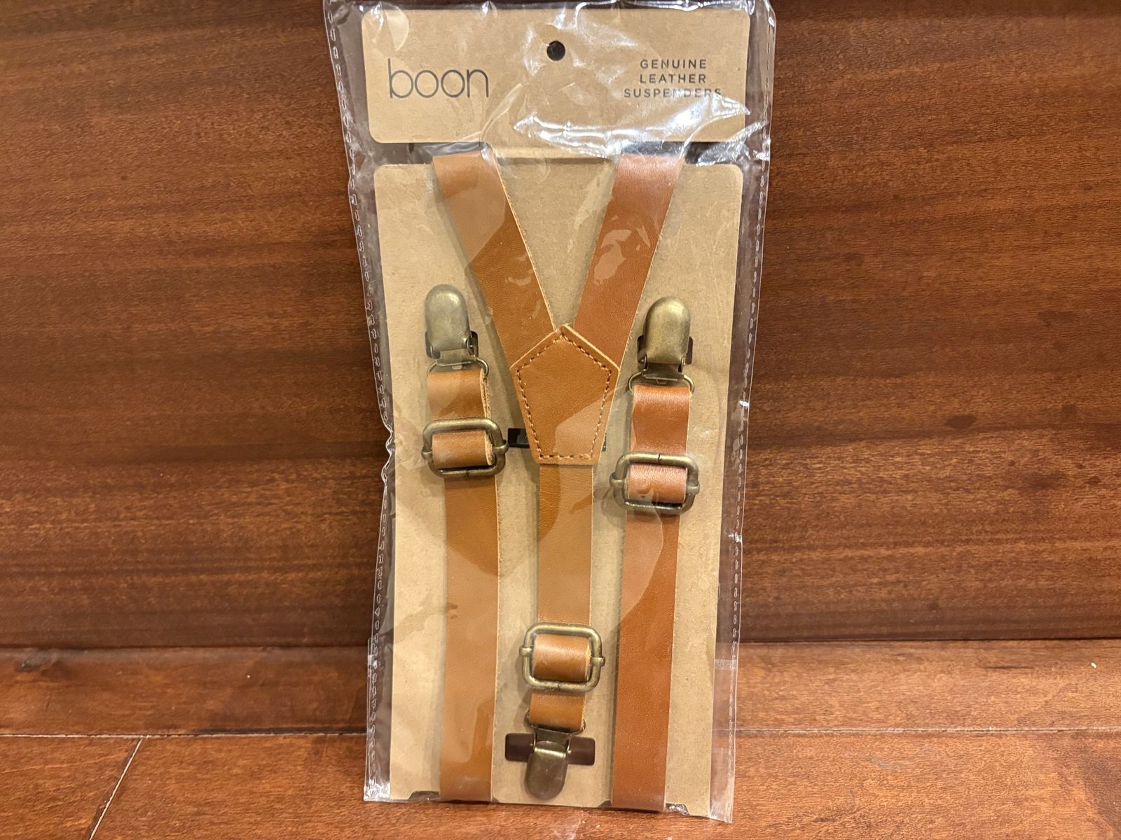 New Child Size Brown Leather Suspenders 