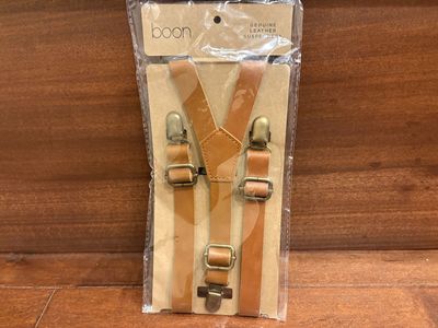 New Child Size Brown Leather Suspenders