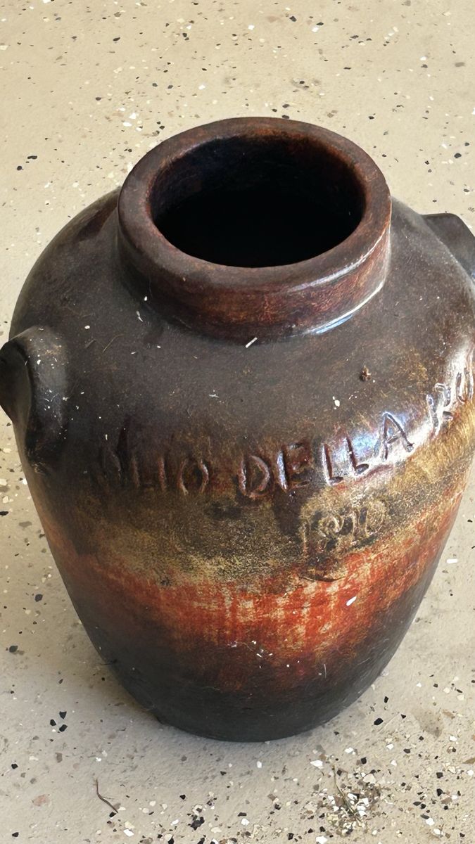 Vintage Italian Terra Cotta Olive Oil Pot, Large Rustic Amphora Vessel, Farmhouse Decor
