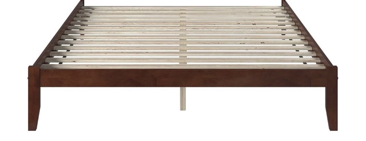 AFI walnut open end queen bed frame  with Wood Slats Support
