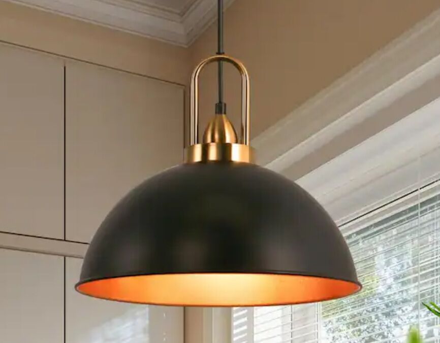 YANSUN 14" 2 LIGHTS MATTE BLACK FARMHOUSE PENDANT LIGHTS /TOP CAP IS MATTE BLACK