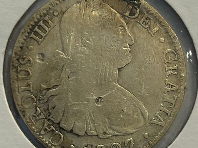 1797 Spanish 8 Reales Silver Coin - Charles IIII Bust, Pillar Dollar - Antique Collectible
