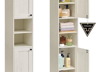Tall Slim Storage Cabinet - Superfast Toolless Assembly - Adjustable Shelves