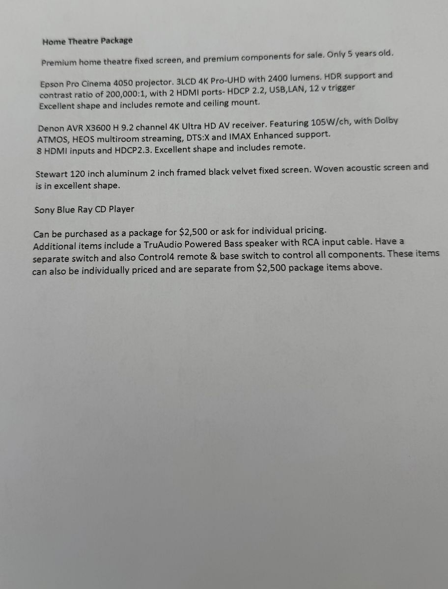 Home Theater System Package