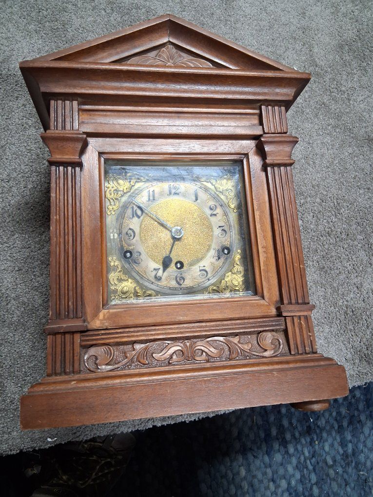 Antique 1770 Wood & Brass Clock - Repair Tag, Vintage Collectible Timepiece