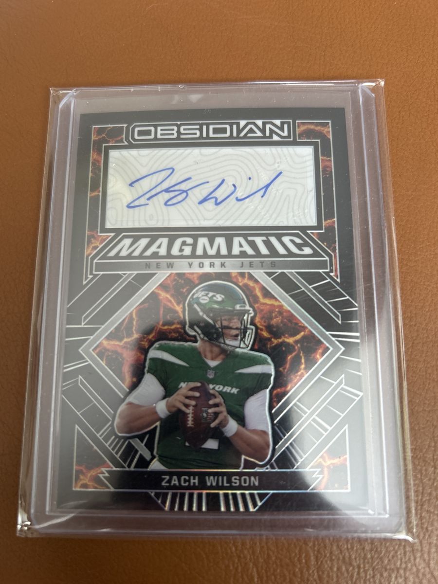2022 Obsidian Zach Wilson Magmatic 33/49 New York Jets Autographed Football Hand Signed Certified Auto Trading Card BYU Cougars
