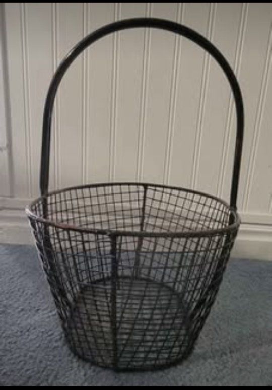 Black Metal Wire Basket with Handle