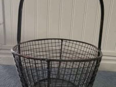 Black Metal Wire Basket with Handle