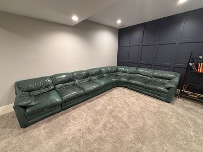 Vintage 80's Custom Green Leather Sectional