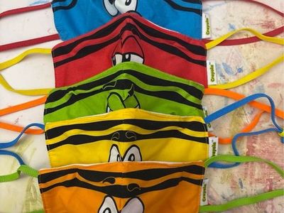 Crayola Kids' Washable Fabric Face Masks - 5 Pack, Multicolor, Adjustable Ear Loops