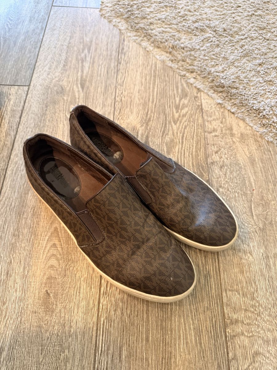 Michael Kors Women's Brown Monogram Canvas Slip-On Sneakers Size 10M