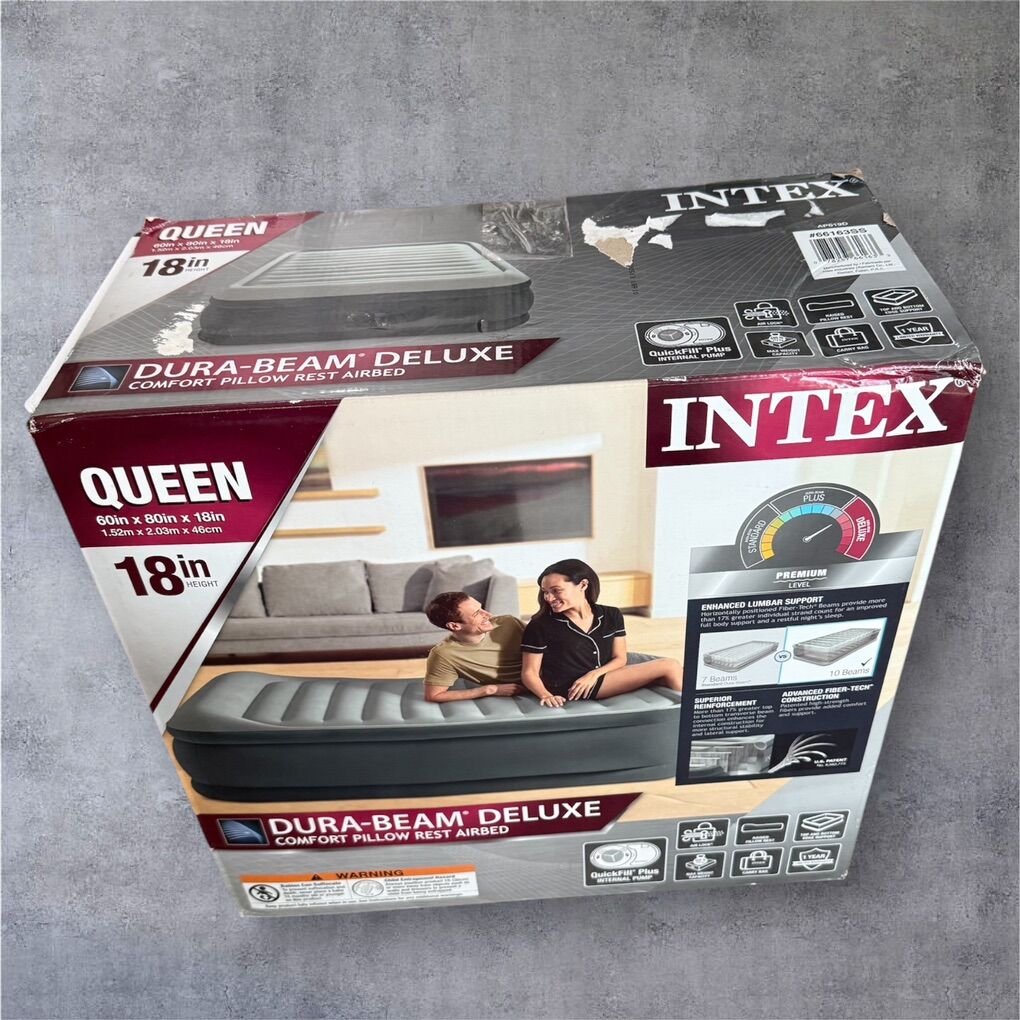 Intex Dura-Beam Deluxe Airbed Inflatable Queen Eiz