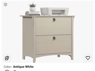 Two drawer lateral file cabinet in antique white