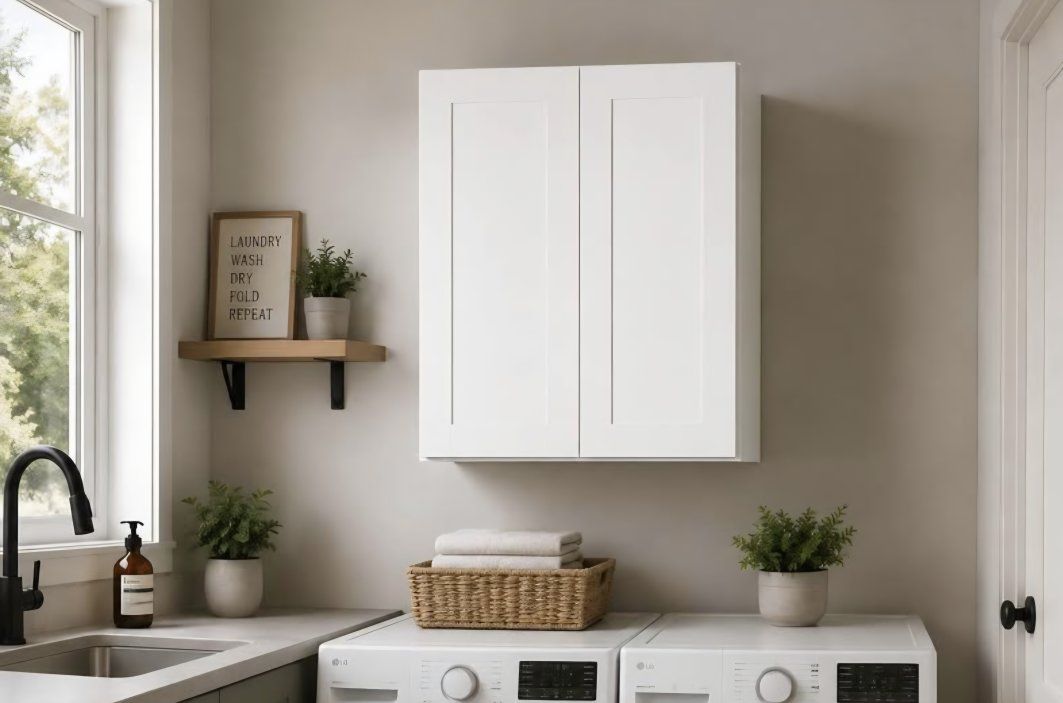 24" White Wall Mounted Storage Cabinet - 2 Doors, Adjustable Shelves (24" W x 30" H x 12" D) #8