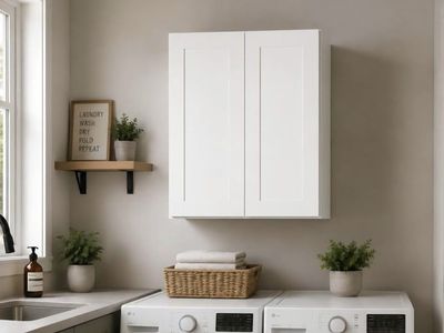 24" White Wall Mounted Storage Cabinet - 2 Doors, Adjustable Shelves (24" W x 30" H x 12" D) #8