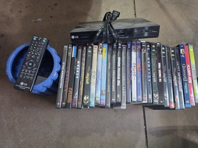 LG DVD Player with Remote and Large DVD Movie Lot (25+ Titles)