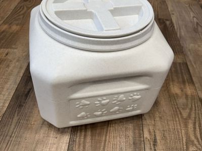 Small Pet Food Storage Container with Airtight Lid & Paw Print Design