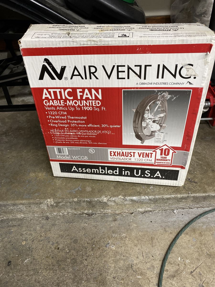 Air Vent Inc. Gable-Mounted Attic Fan Model WCGB 1320 CFM Exhaust Vent