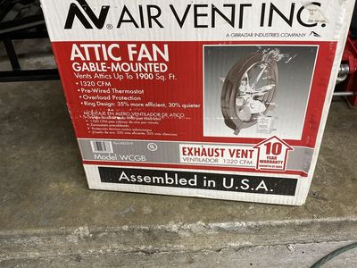 Air Vent Inc. Gable-Mounted Attic Fan Model WCGB 1320 CFM Exhaust Vent