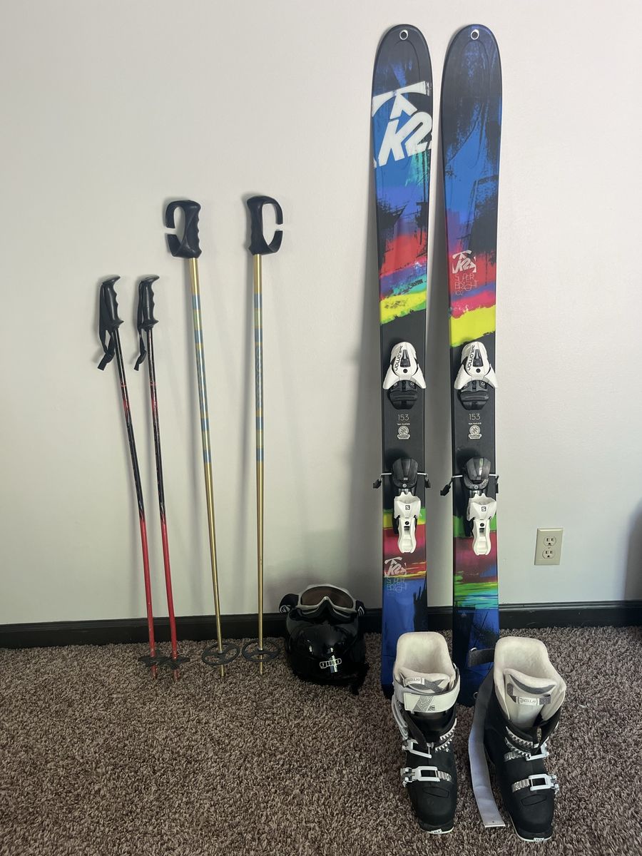 Used K2 Skis 153cm with Poles, Boots, and Helmet - Complete Ski Package
