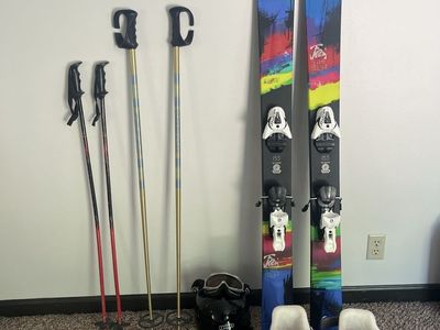 Used K2 Skis 153cm with Poles, Boots, and Helmet - Complete Ski Package