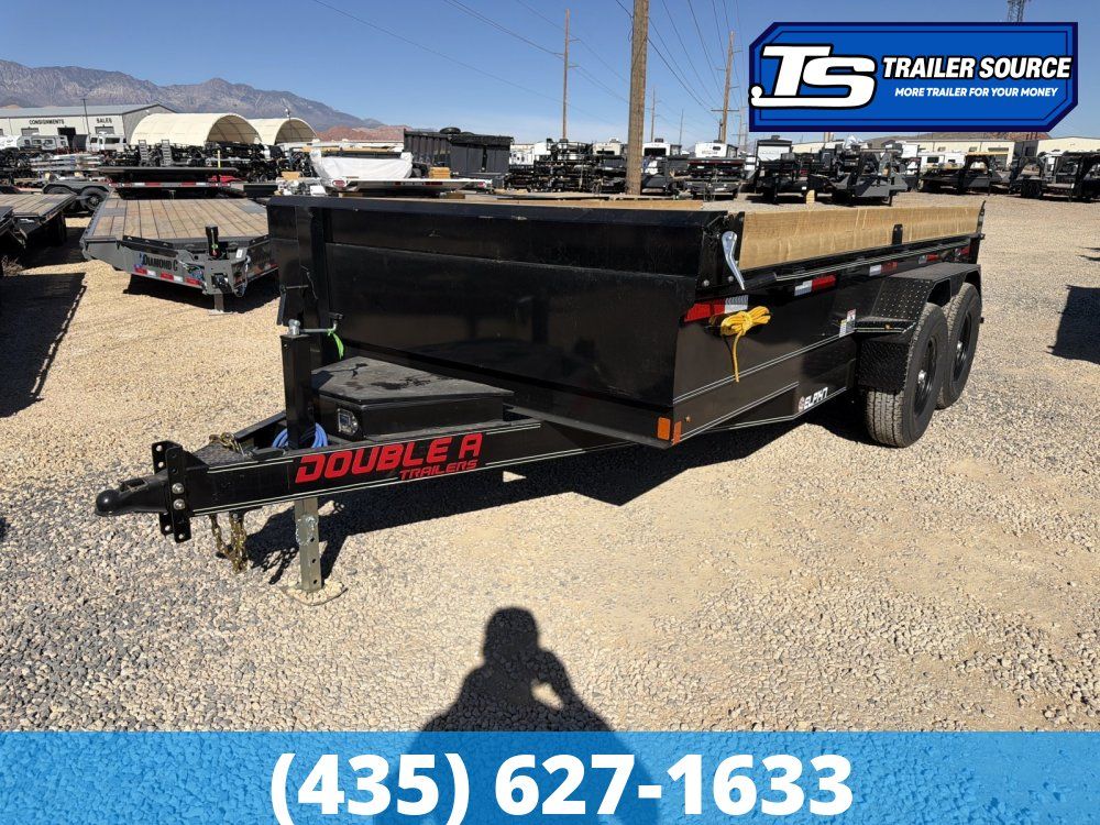 7x14 Double A Excel Series ELP Dump Trailer - 20" Sides - 14K GVWR Slide Out Ramps