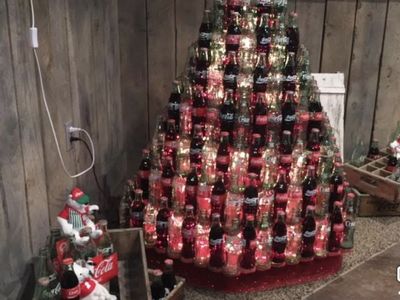 Handmade Coca-Cola Bottle Christmas Tree Unique Holiday Decor