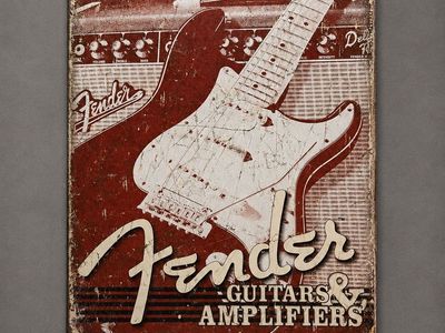Fender Guitars and Amplifiers Decorative Metal Tin Sign