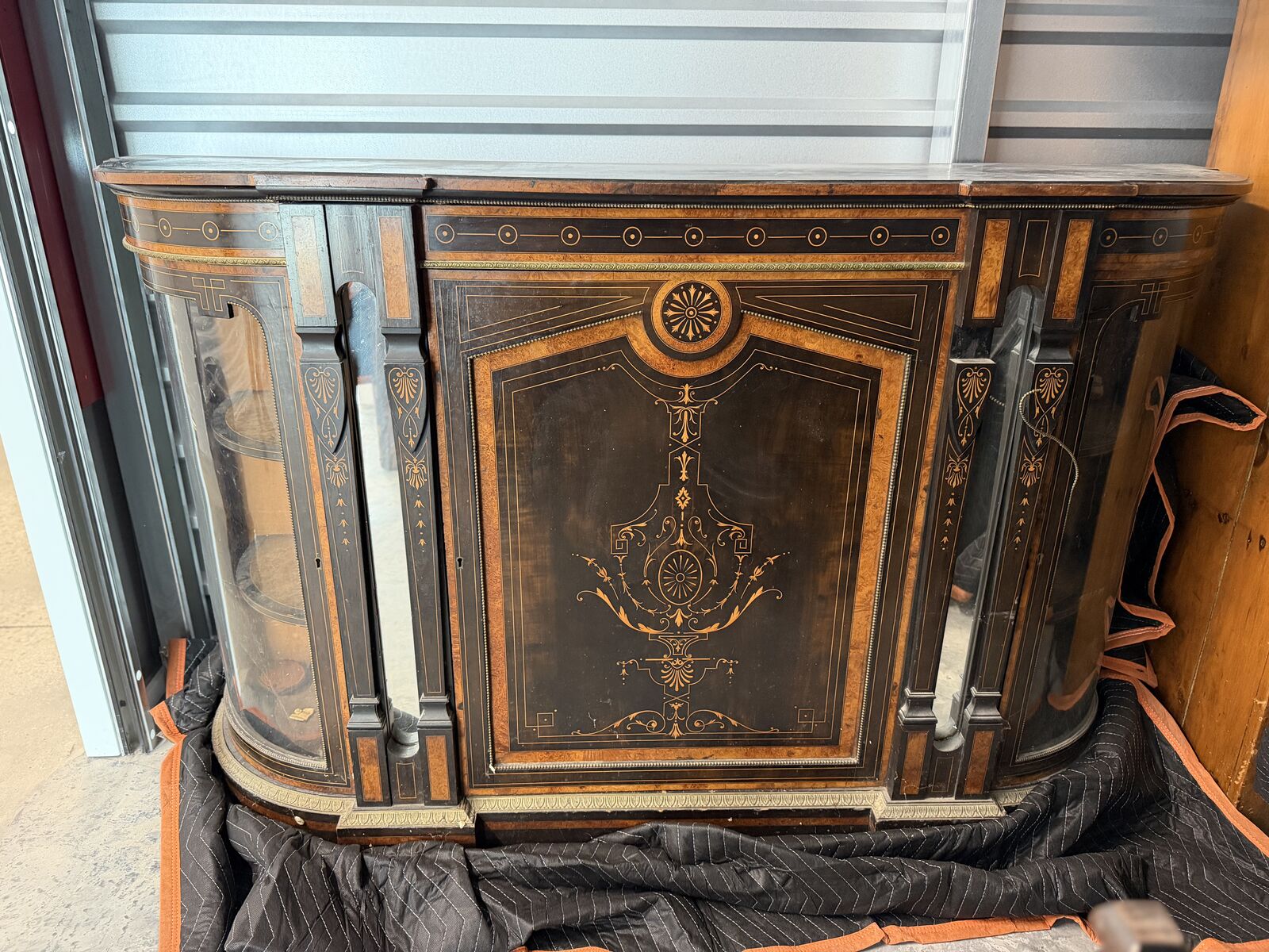 Antique Inlaid Display Sideboard / Cabinet – Beautiful Detail