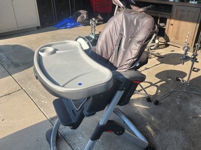 Baby High Chair with Removable Plastic Tray and Harness - Grey/Black