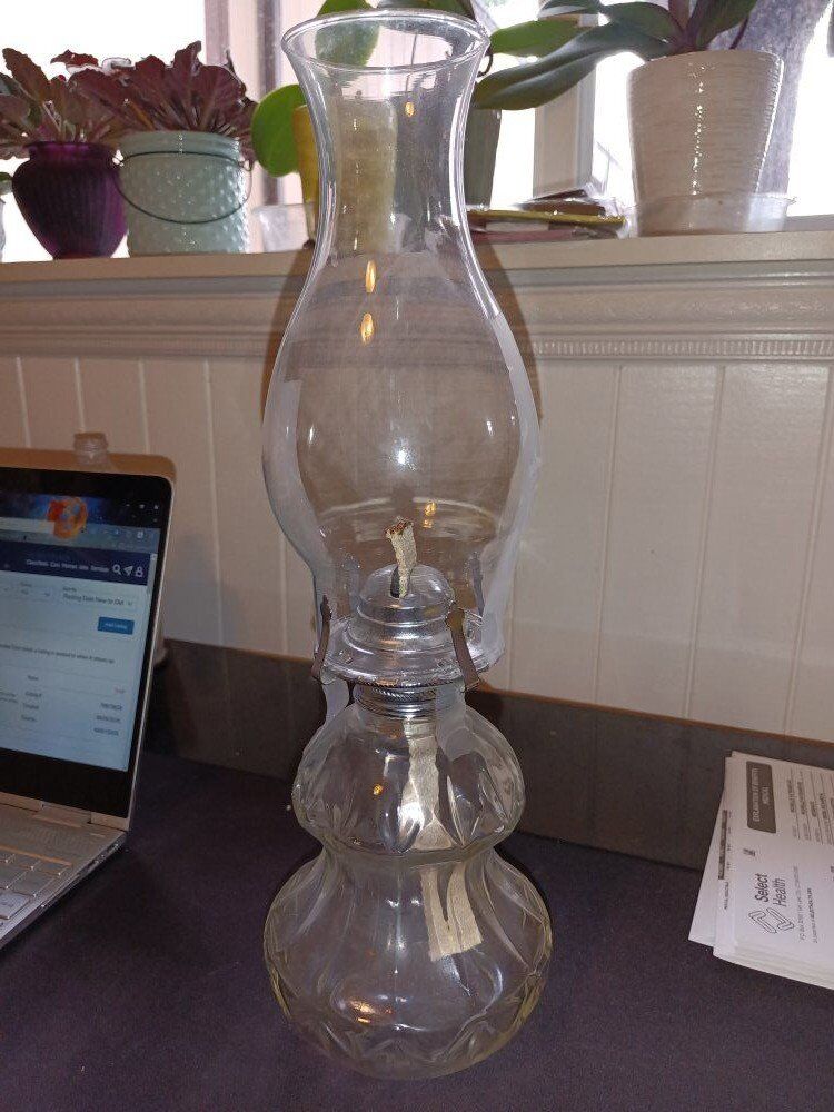 Vintage Glass Oil Lamp.