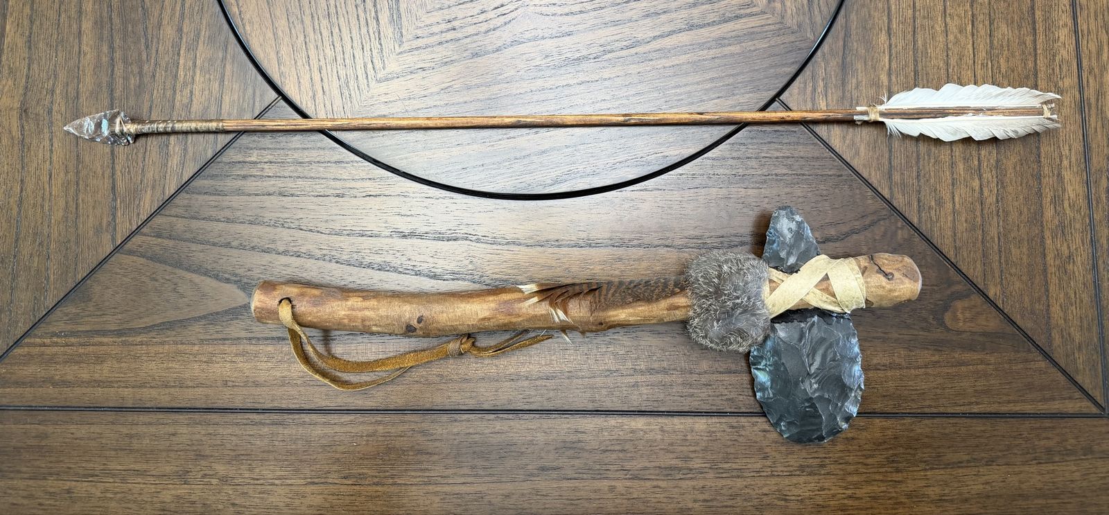 Handmade Native-Style Stone Tomahawk Axe and Arrow Collectible Set