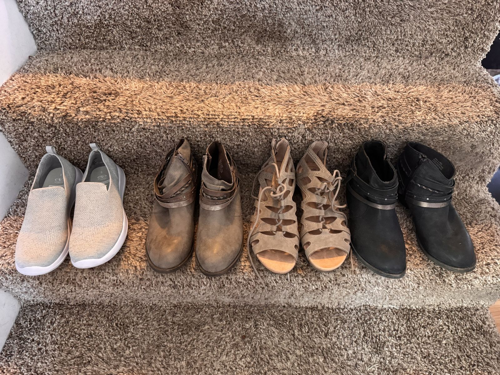 Women's Shoe Lot - 4 Pairs Ankle Booties, Sandals & Slip-on Sneakers size 9