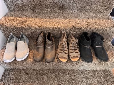 Women's Shoe Lot - 4 Pairs Ankle Booties, Sandals & Slip-on Sneakers size 9
