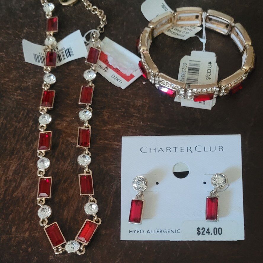 3 piece set red jewelery New from Macys