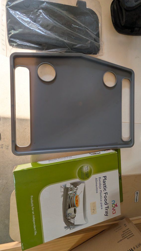 Nova Plastic Food Tray for Walker - Gray Utility Tray with Box