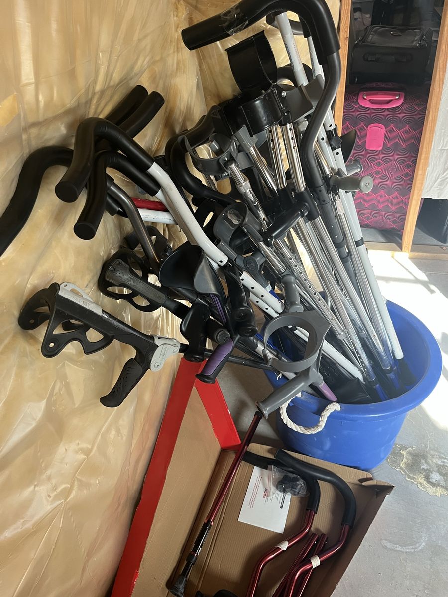 Close to 20 pairs of crutches, suspension