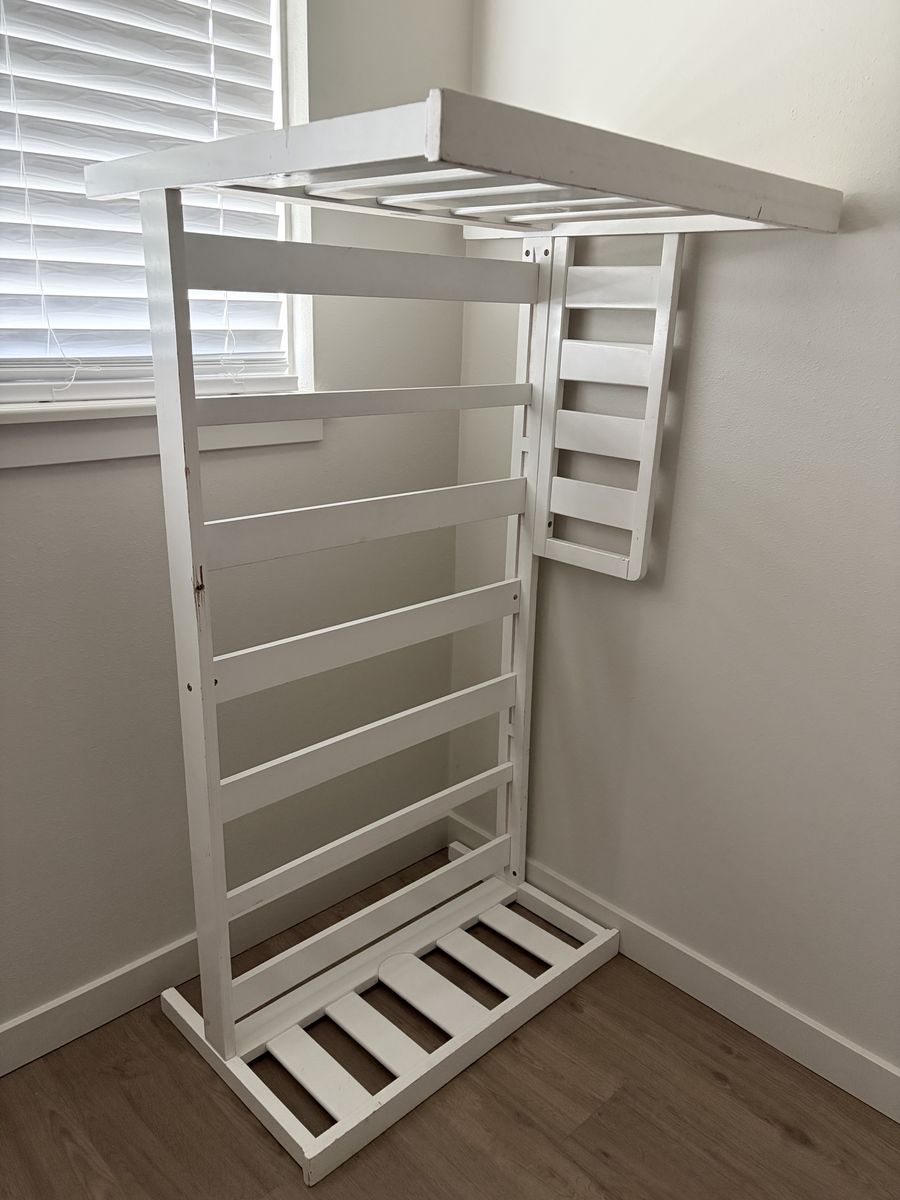 White wooden toddler bed frame