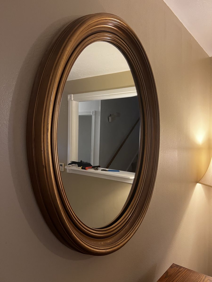 Large Oval Gold Framed Wall Mirror - Ornate Vintage Style Home Decor Accent