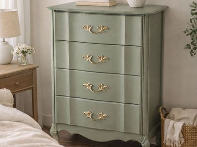 Vintage Sage Green Dresser with Gold Hardware