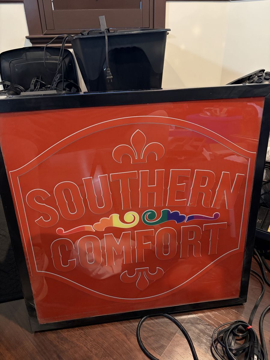 Southern Comfort Rainbow Light-Up Bar Sign, orange and Black, Wall Decor