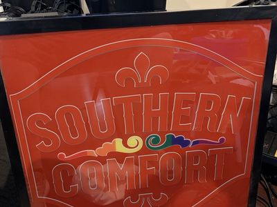 Southern Comfort Rainbow Light-Up Bar Sign, orange and Black, Wall Decor
