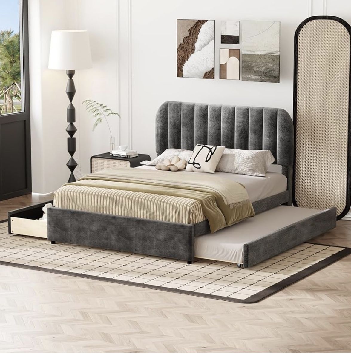 Gray Full Size Trundle Bed