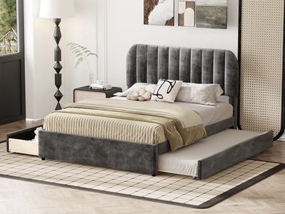 Gray Full Size Trundle Bed