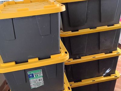 Greenmade 27 Gallon Professional Grade Garage Storage Boxes Totes Heavy Duty Plastic Set of 9