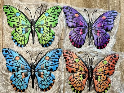 Metal Butterfly (4 Pack) Wall Decor - 9.6" Outdoor Fence Wall Art Decor, Hanging Decoration BA9 (on back order until 8/8/26)