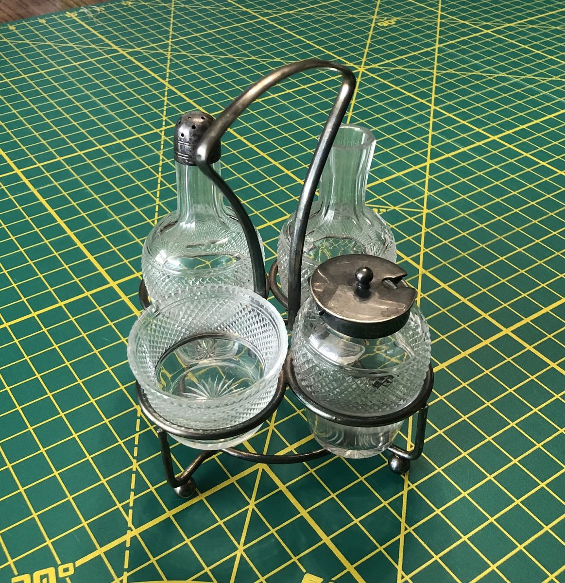 Silver Plate & Crystal Condiment Carousel