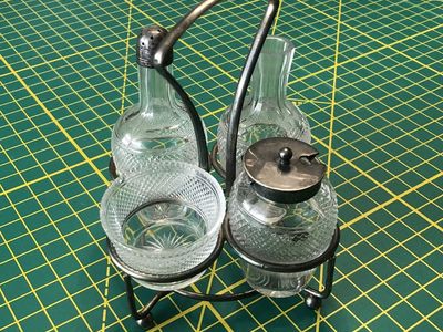 Silver Plate & Crystal Condiment Carousel