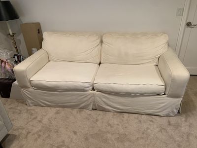 Classic White Slipcovered Sofa