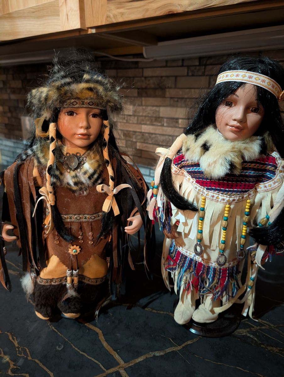 Cathay Collection Native American limited edition 16" porcelain dolls $40 for both dolls
